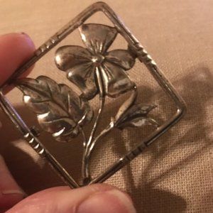 Vintage Sterling Square Flower Pin/Brouche